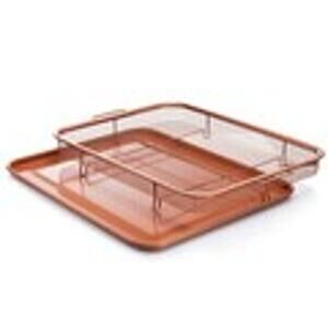 Gotham Oven Crisper Tray Titanium Copper and Ceramic Handles No Oil Needed